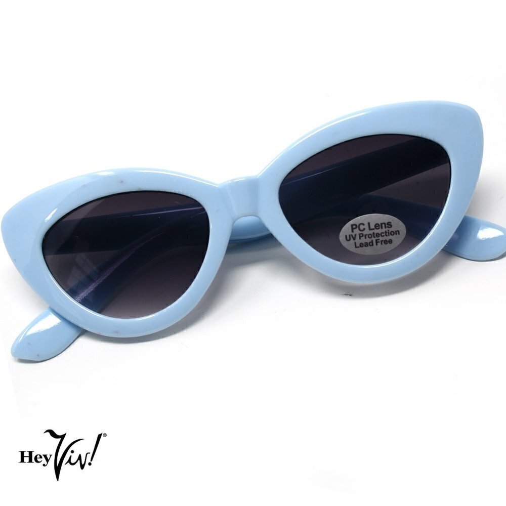 Kids Girls Size Retro 50s Style Cat Eye Sunglasses Shades -UV PC Lens - 5 Colors - Picture 6 of 8